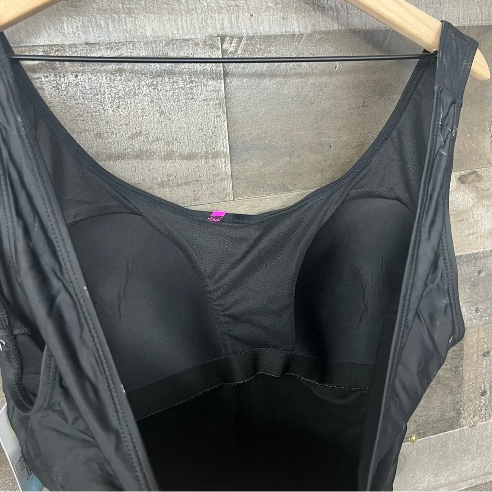 NWT FULLFITALL Blue Starburst Xtra Life Shock Square Neck One Piece Swimsuit
